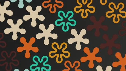 Trendy 1970s Retro Floral Pattern Background Animation Video stock 218313542