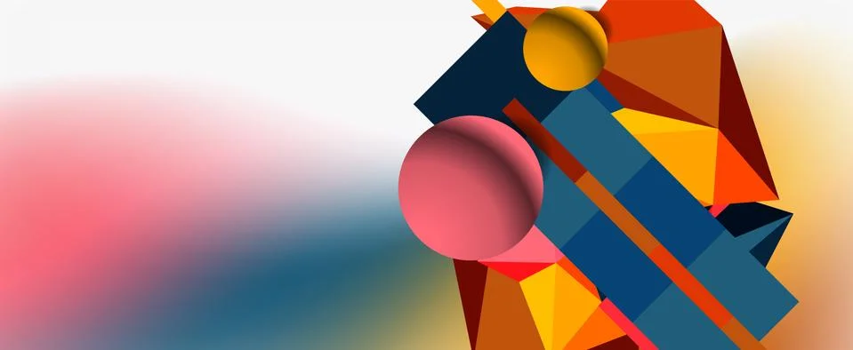 Trendy 3d geometric composition, design template for business or technology Stockillustratie