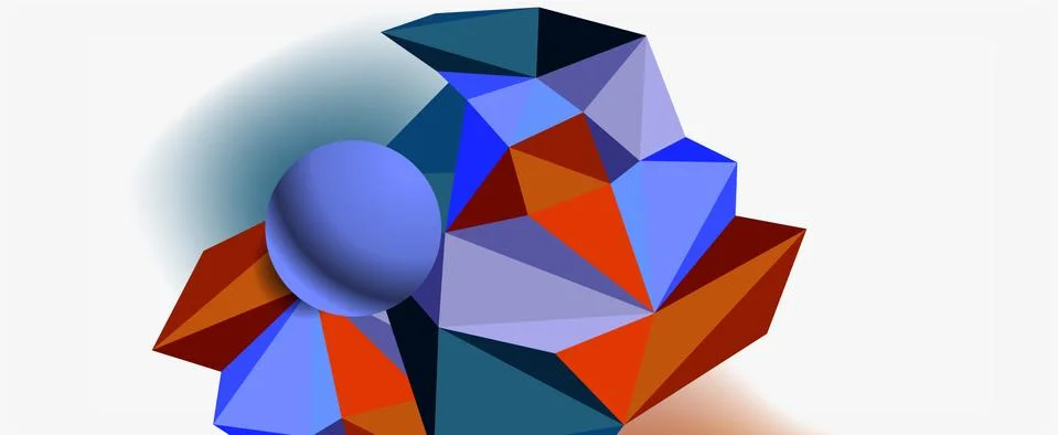 Trendy 3d geometric composition, design template for business or technology Stock Illustration