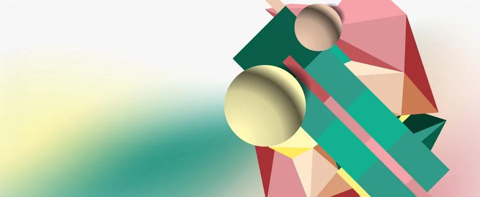 Trendy 3d geometric composition, design template for business or technology Stock Illustration