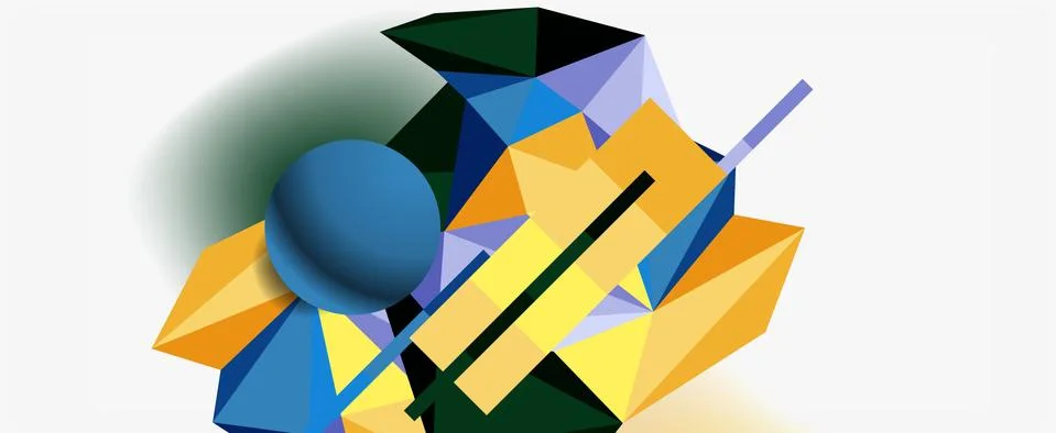 Trendy 3d geometric composition, design template for business or technology Stock Illustration