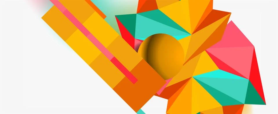Trendy 3d geometric composition, design template for business or technology Stock Illustration