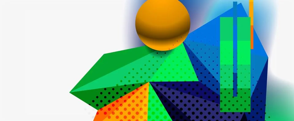 Trendy 3d geometric composition, design template for business or technology Stock Illustration