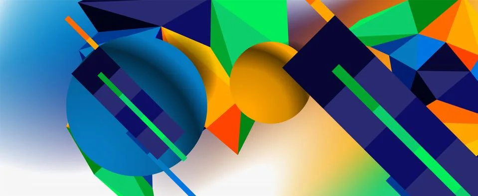 Trendy 3d geometric composition, design template for business or technology Stock Illustration