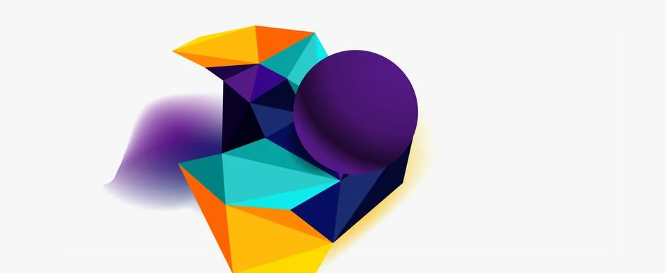 Trendy 3d geometric composition, design template for business or technology Stock Illustration