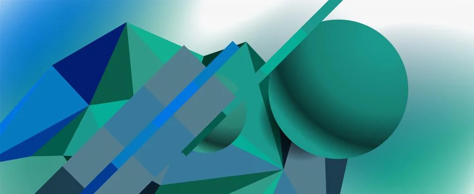 Trendy 3d geometric composition, design template for business or technology Stock Illustration
