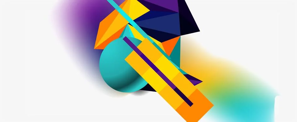 Trendy 3d geometric composition, design template for business or technology Stock Illustration