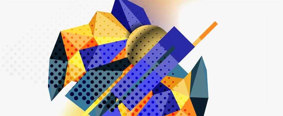 Trendy 3d geometric composition, design template for business or technology Illustrazione stock