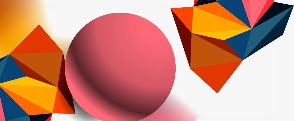Trendy 3d geometric composition, design template for business or technology Stock Illustration