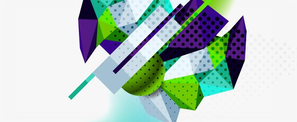 Trendy 3d geometric composition, design template for business or technology Stock Illustration