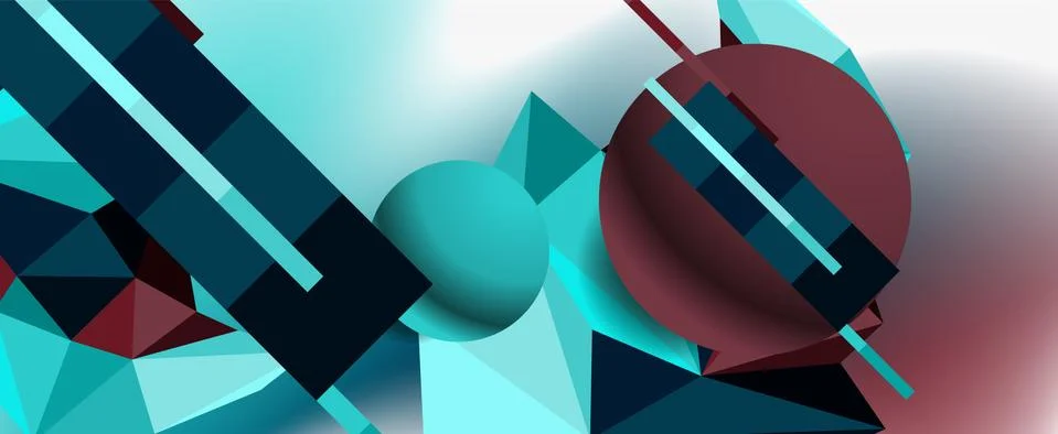 Trendy 3d geometric composition, design template for business or technology Stock Illustration