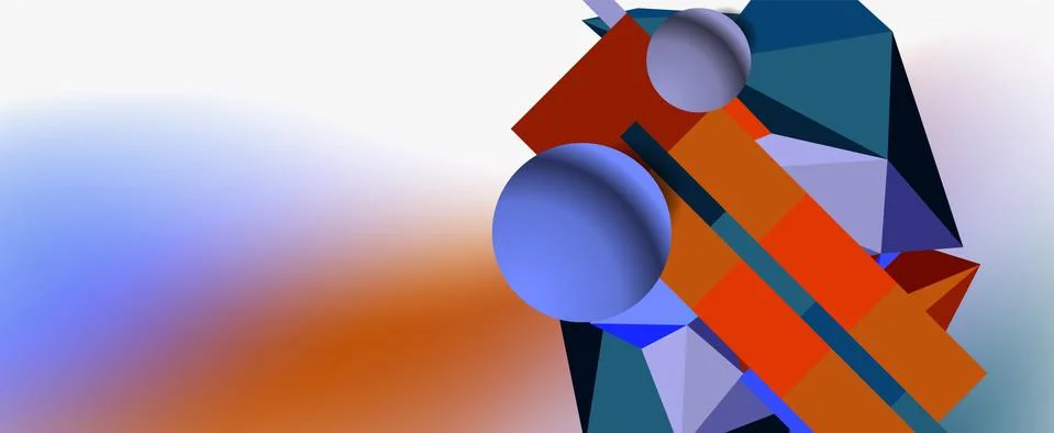 Trendy 3d geometric composition, design template for business or technology 스톡 일러스트