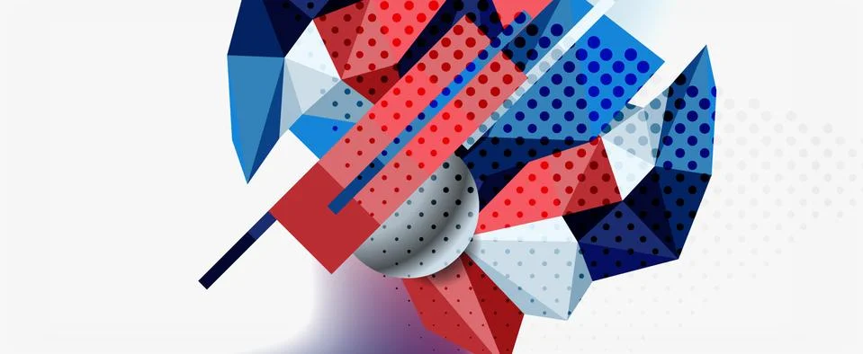 Trendy 3d geometric composition, design template for business or technology Stock Illustration