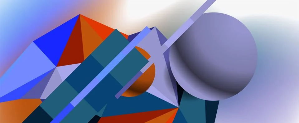 Trendy 3d geometric composition, design template for business or technology Illustrazione stock