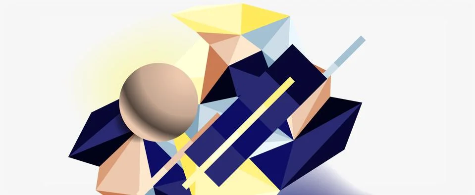 Trendy 3d geometric composition, design template for business or technology Stock Illustration