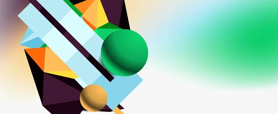 Trendy 3d geometric composition, design template for business or technology Stock Illustration