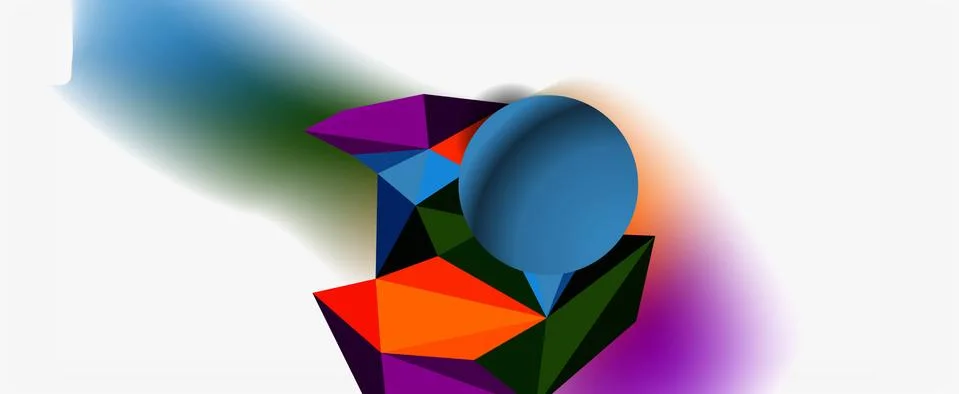 Trendy 3d geometric composition, design template for business or technology Stock Illustration