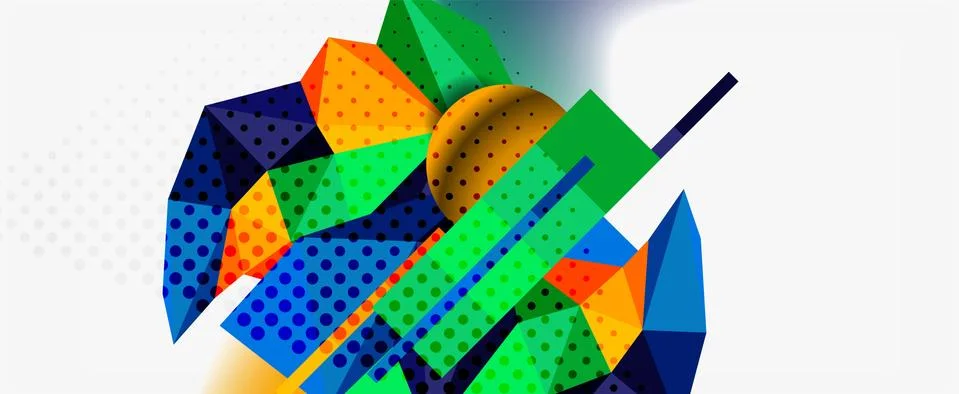 Trendy 3d geometric composition, design template for business or technology Stock Illustration