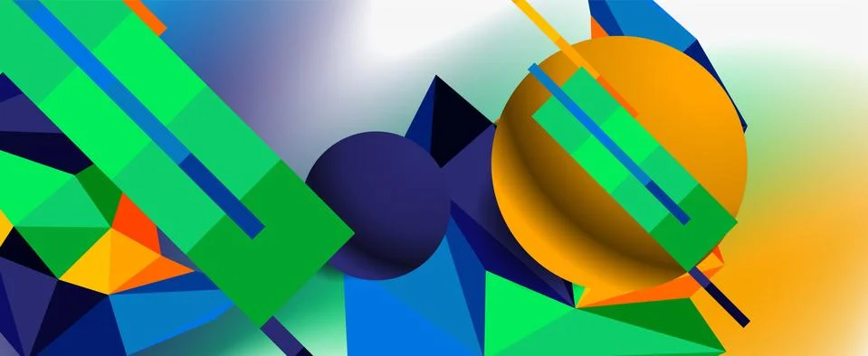 Trendy 3d geometric composition, design template for business or technology Stock Illustration