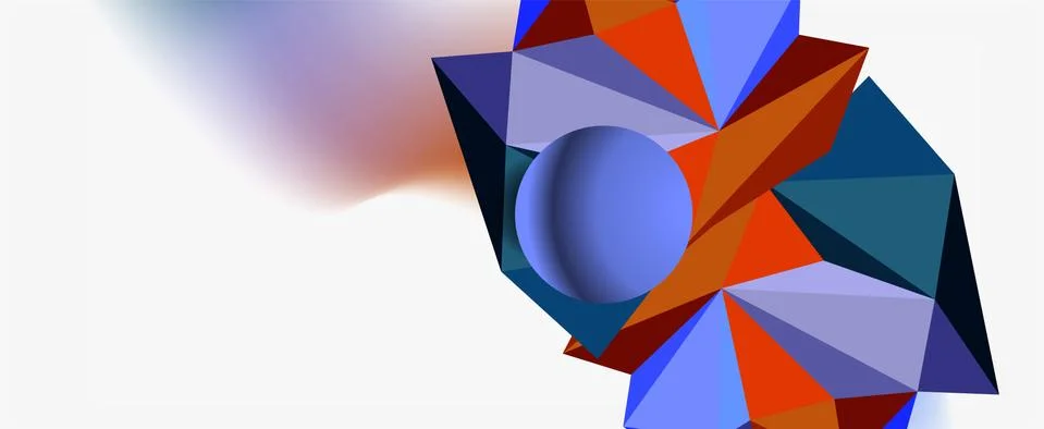 Trendy 3d geometric composition, design template for business or technology Stock Illustration