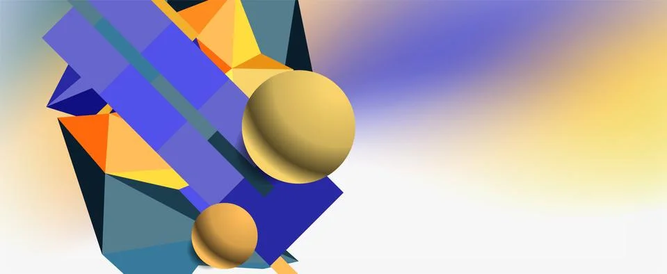 Trendy 3d geometric composition, design template for business or technology Stockillustratie