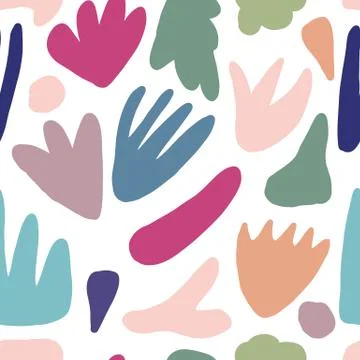 Trendy abstact shape seamless pattern. Modern natural colorful shapes or blot Stock Illustration