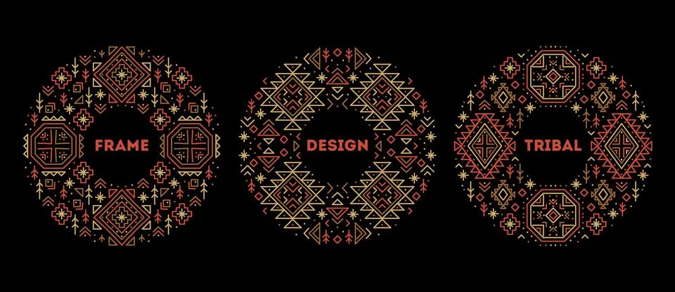 Trendy abstract aztec backgrounds. Set of vector cover templates, decorative Stock Illustration