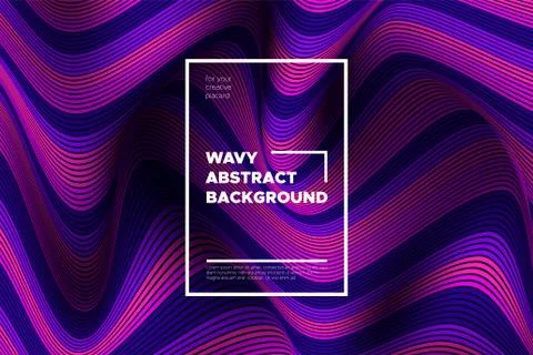 Trendy Abstract Background with 3d Effect. Wave Texture with Pink, Blue, Purp Stock Illustration