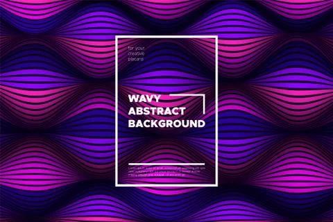 Trendy Abstract Background with 3d Effect. Wave Texture with Pink, Blue, Purp Stock Illustration