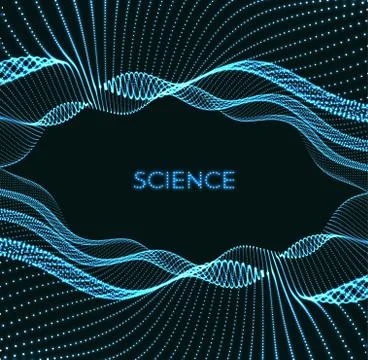 Trendy abstract background. Array with dynamic particles. Cyberspace grid. Stock Illustration