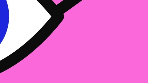Trendy abstract cartoon background or animation of a eye on a pink background Stock Footage 246020747
