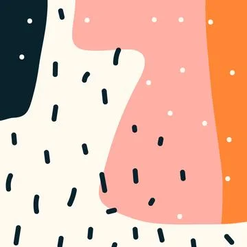 Trendy abstract doodle background with hand drawn shapes and lines. Bauhaus Stock Illustration