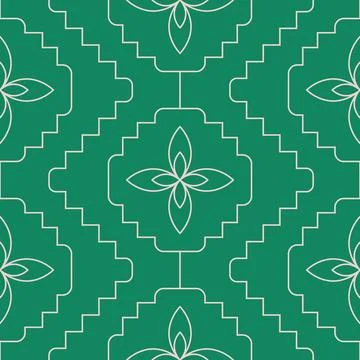 Trendy abstract floral pattern with line flowers, geometric blocks. Cute simple Stock Illustration