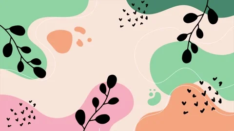 Trendy abstract floral patterns with soft colors and curvy lines seamless 4k Stock Footage 304858185