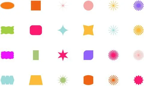 Trendy Abstract Geometric Shape Set. Colorful Funky Frames, Design Elements Stock Illustration
