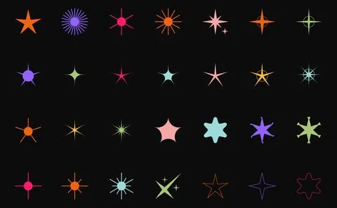 Trendy Abstract Geometric Shape Set. Colorful Funky Frames, Design Elements Illustrazione stock