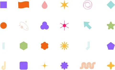 Trendy Abstract Geometric Shape Set. Colorful Funky Frames, Design Elements Stock Illustration