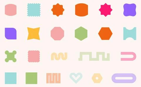 Trendy Abstract Geometric Shape Set. Colorful Funky Frames, Design Elements Stock Illustration