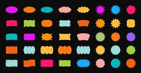 Trendy Abstract Geometric Shape Set. Colorful Funky Frames, Design Elements Illustrazione stock