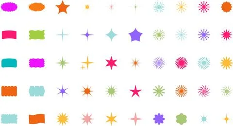 Trendy Abstract Geometric Shape Set. Colorful Funky Frames, Design Elements Stock Illustration