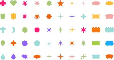 Trendy Abstract Geometric Shape Set. Colorful Funky Frames, Design Elements 스톡 일러스트