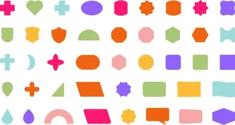 Trendy Abstract Geometric Shape Set. Colorful Funky Frames, Design Elements Stock Illustration