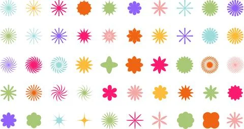 Trendy Abstract Geometric Shape Set. Colorful Funky Frames, Design Elements Stock Illustration