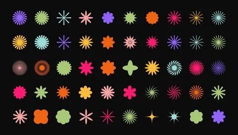 Trendy Abstract Geometric Shape Set. Colorful Funky Frames, Design Elements Stock Illustration
