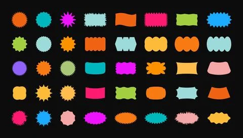 Trendy Abstract Geometric Shape Set. Colorful Funky Frames, Design Elements Stock Illustration