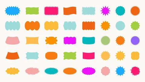 Trendy Abstract Geometric Shape Set. Colorful Funky Frames, Design Elements Illustrazione stock