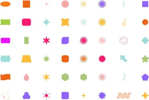 Trendy Abstract Geometric Shape Set. Colorful Funky Frames, Design Elements Stock Illustration
