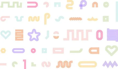 Trendy Abstract Geometric Shape Set. Colorful Funky Frames, Design Elements Illustrazione stock