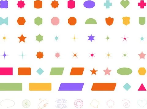Trendy Abstract Geometric Shape Set. Colorful Funky Frames, Design Elements Stock Illustration