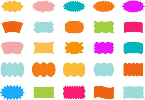 Trendy Abstract Geometric Shape Set. Colorful Funky Frames, Design Elements Stock Illustration